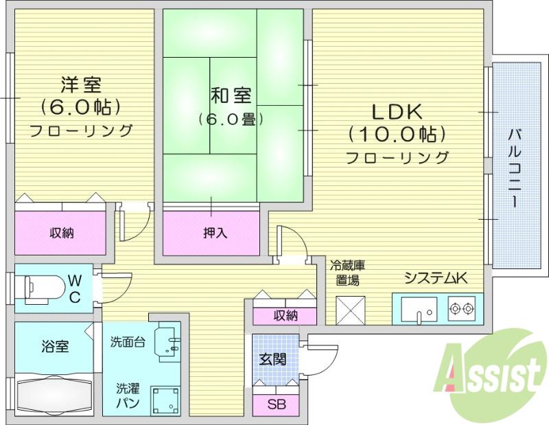 スプリングガーデンB(2LDK/1階)の間取り写真