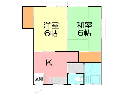 盛田荘(2K/2階)の間取り写真