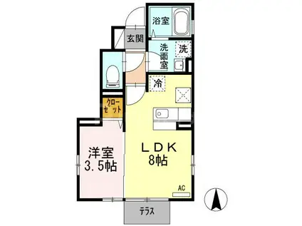 W.I.TパレスII(1LDK/1階)の間取り写真