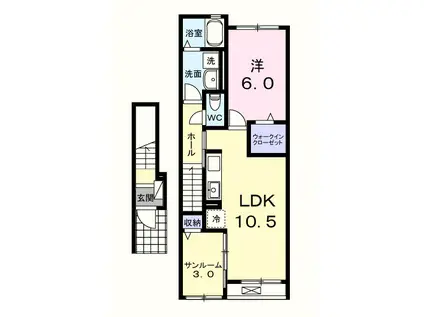 ＪＲ五日市線 秋川駅 徒歩10分 2階建 築1年(1LDK/2階)の間取り写真