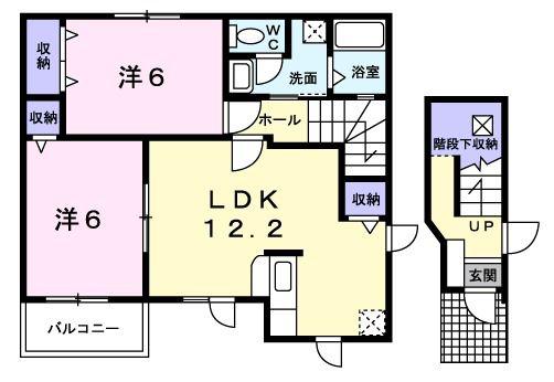 エレガンシアI(2LDK/2階)の間取り写真