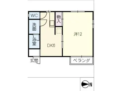 白山パレドール(1DK/2階)の間取り写真