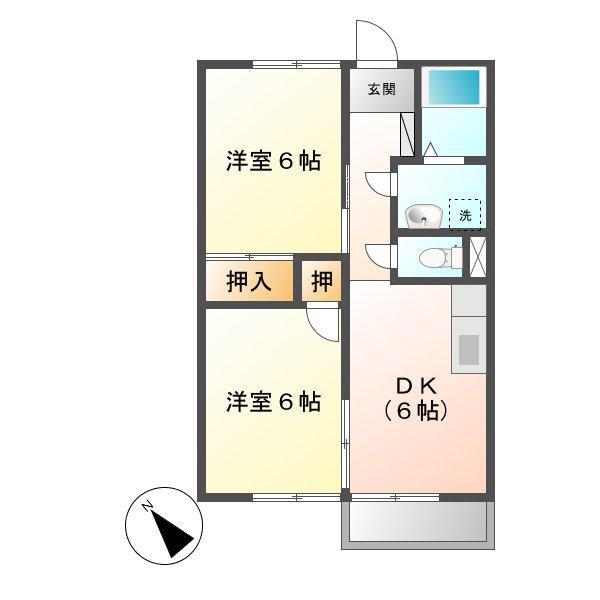 サンスクエア-C(2DK/2階)の間取り写真