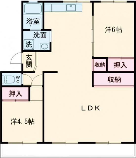 豊橋鉄道東田本線 井原駅(愛知) 徒歩38分 3階建 築51年(2LDK/2階)の間取り写真