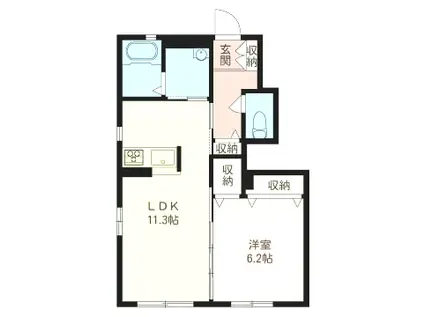 シャコンヌC棟(1LDK/1階)の間取り写真