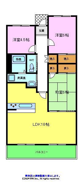 フォレストコート高尾(3LDK/3階)の間取り写真