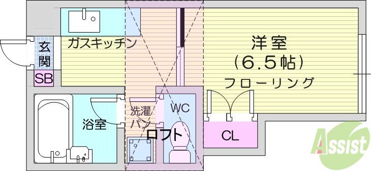 アリス高砂第1A(1K/2階)の間取り写真