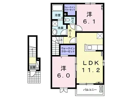 イーストヴィレッジB(2LDK/2階)の間取り写真