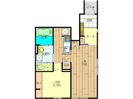 仙台市地下鉄南北線 勾当台公園駅 徒歩13分 3階建 築6年(1LDK/1階)の間取り写真