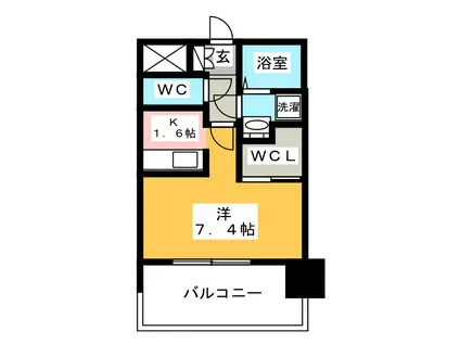 エンクレスト薬院NOBLE(1K/9階)の間取り写真