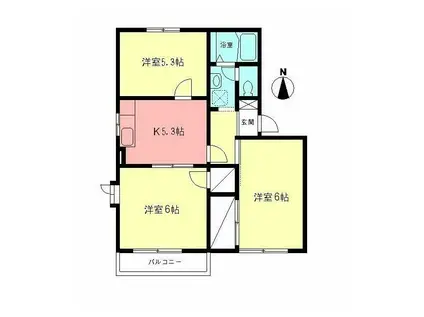 ドミール・サトウA(3K/1階)の間取り写真