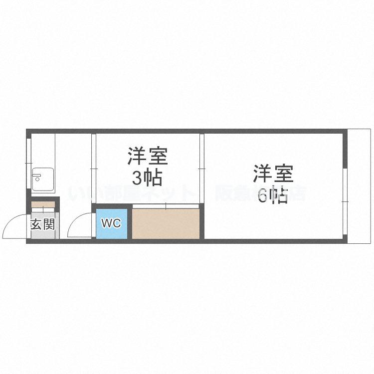 曽根ハウス(2K/1階)の間取り写真