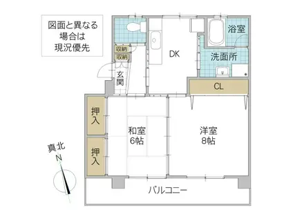 ヌーノハイム石岡(2DK/4階)の間取り写真