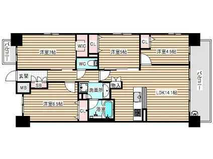 ハルモシティ(4LDK/12階)の間取り写真