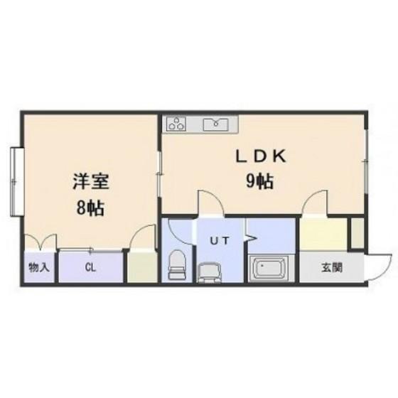 ロイヤルガーデンB(1DK/2階)の間取り写真