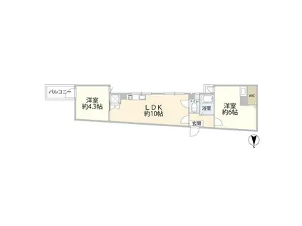 ニュー祐天寺マンション(2LDK/5階)の間取り写真