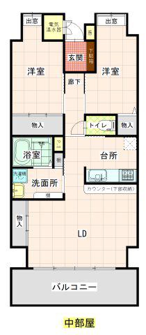 マルイローズガーデン(2LDK/12階)の間取り写真