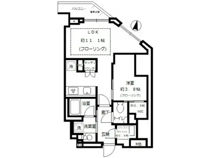 パークリュクス西新宿1103(1LDK/11階)の間取り写真