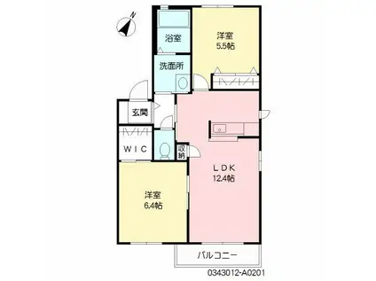 ハーティストT A棟(2LDK/1階)の間取り写真