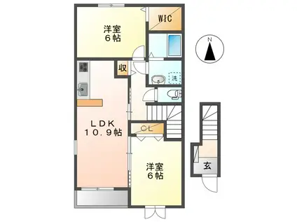 エテルナ ナリッシュ II(2LDK/2階)の間取り写真