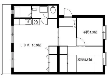 コーポラス高陽台(2LDK/1階)の間取り写真