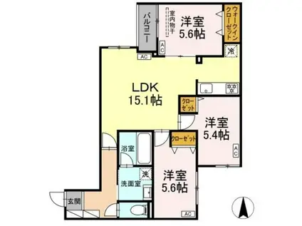MOCRAFT中葛西(3LDK/2階)の間取り写真