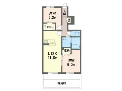 プレビアス(2LDK/1階)の間取り写真