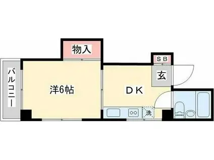 パレス・セビリア(1DK/2階)の間取り写真