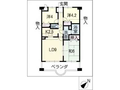 茶臼山ハイツ(3LDK/5階)の間取り写真