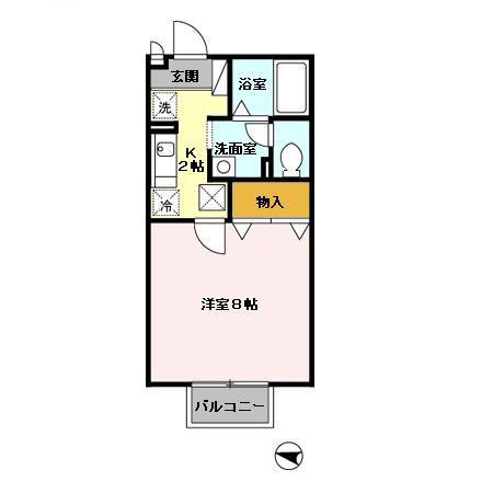 セジュールベリー(1K/1階)の間取り写真