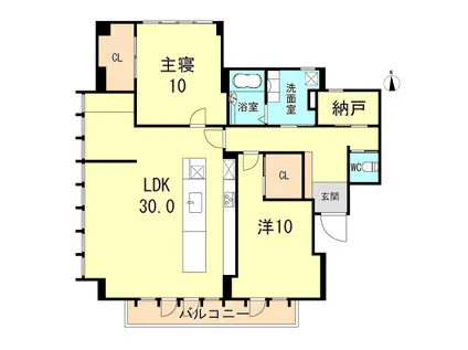 芦屋山手町レジデンス(2LDK/2階)の間取り写真
