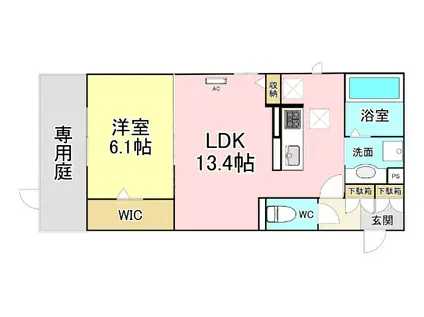 D-ROOM貴船(1LDK/1階)の間取り写真