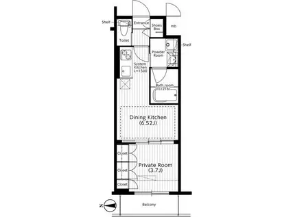 扇町公園プライマリーワン(1DK/8階)の間取り写真
