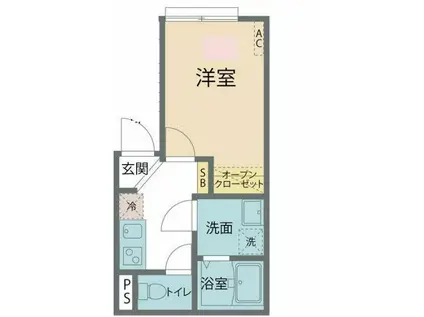 カインドネス相模原南台(1K/1階)の間取り写真