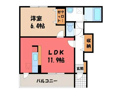 レナージュ A(1LDK/1階)の間取り写真