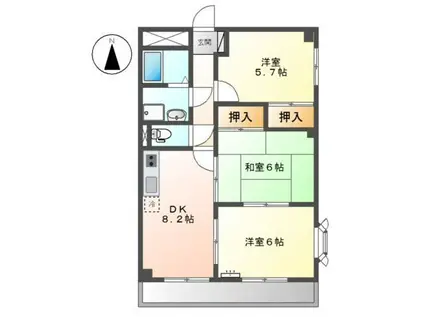 ルミナス成城(3DK/3階)の間取り写真