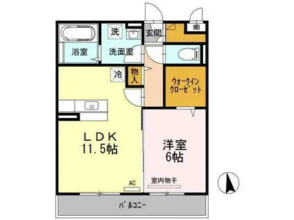 REGARE下郡(2LDK/2階)の間取り写真