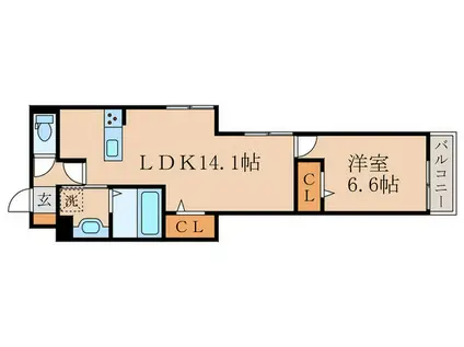 ASUKAV(1LDK/2階)の間取り写真