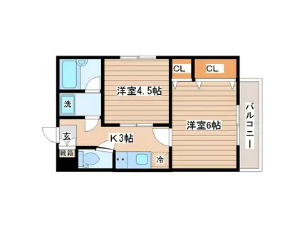 ダイリ長町ビル(2K/2階)の間取り写真