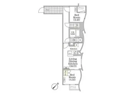 BRICK RESIDENCE 目黒本町 ブリックレジデンス目黒本町(2LDK/3階)の間取り写真