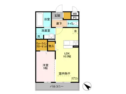 イルソーレ吉川美南 ジャッロ(1LDK/2階)の間取り写真