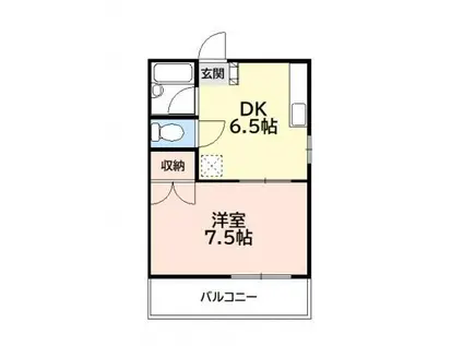 アパートメント93(1DK/1階)の間取り写真