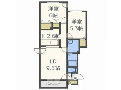 COSMIC八軒(2LDK/2階)の間取り写真