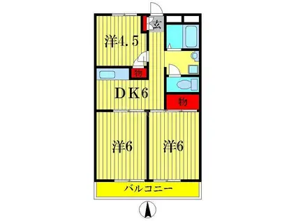 渋谷ビル(3DK/2階)の間取り写真