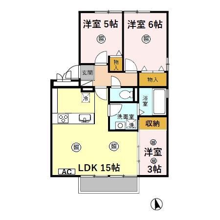 エスポワールシオン21(3LDK/2階)の間取り写真