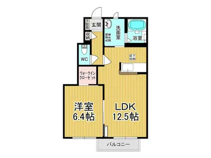 ヴィラフェリーチェB棟(1LDK/1階)の間取り写真