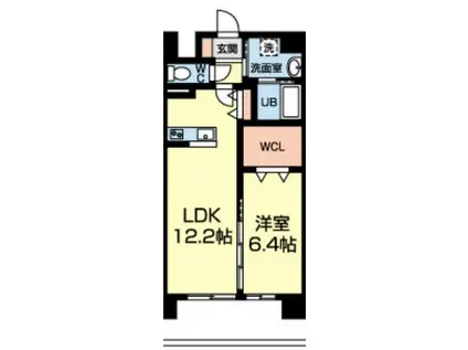 ランドマーク大津(1LDK/6階)の間取り写真