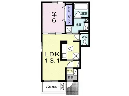 メディカル中小路南II(1LDK/1階)の間取り写真