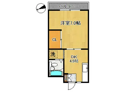 ルーストK(1DK/3階)の間取り写真