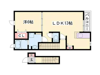 サンガーデンII(1LDK/2階)の間取り写真